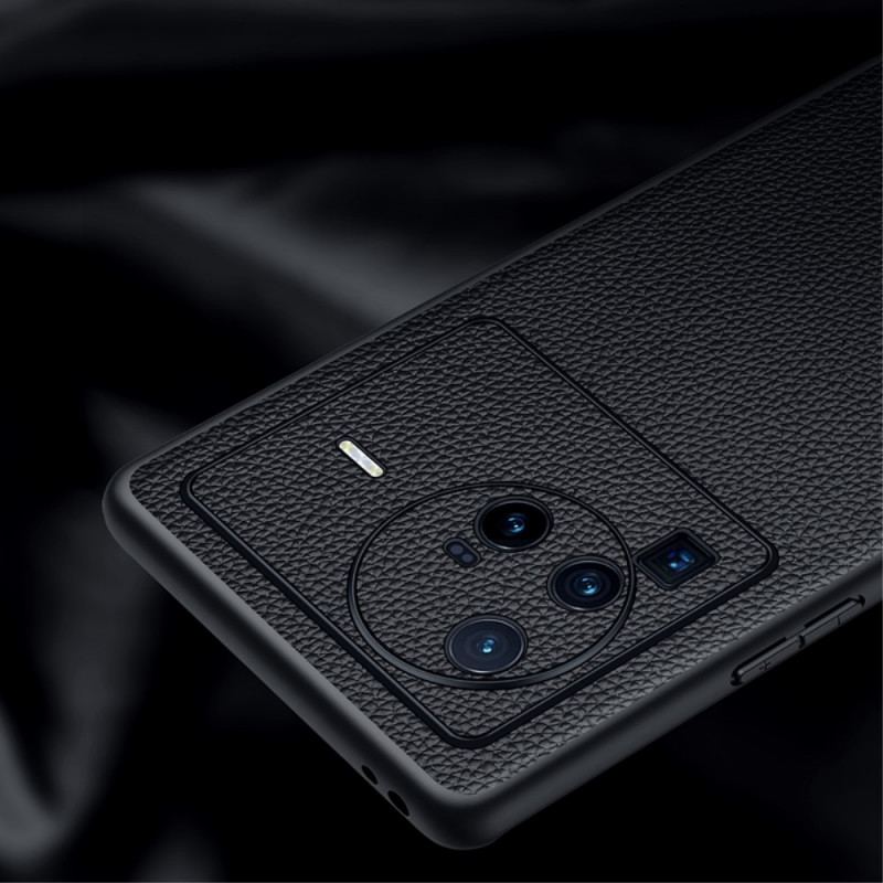 Coque Vivo X80 Pro Cuir Litchi Véritable