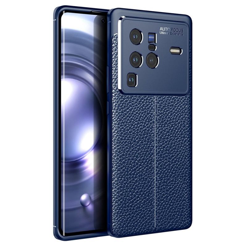 Coque Vivo X80 Pro Effet Cuir Litchi Double Line