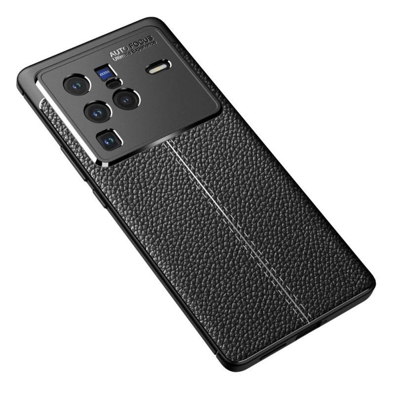 Coque Vivo X80 Pro Effet Cuir Litchi Double Line