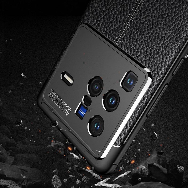 Coque Vivo X80 Pro Effet Cuir Litchi Double Line