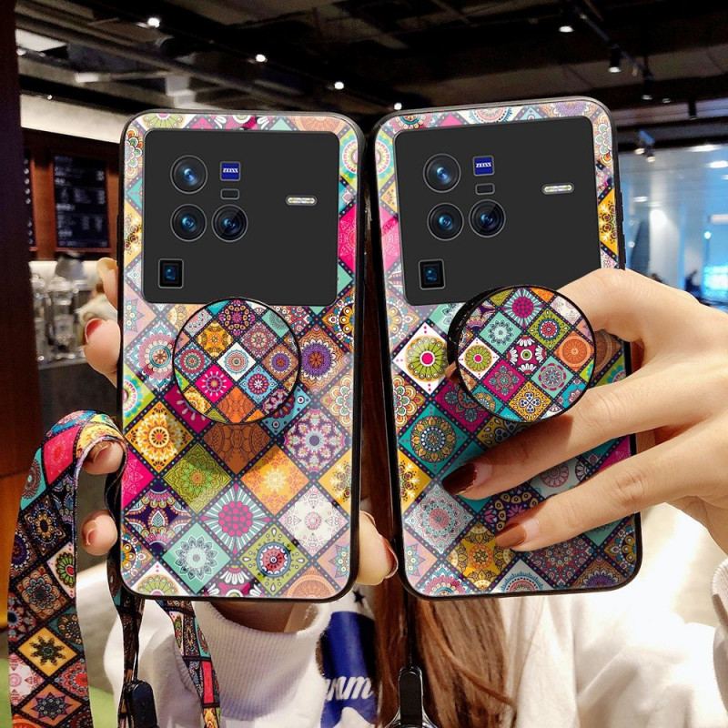 Coque Vivo X80 Pro Support Magnétique Patchwork