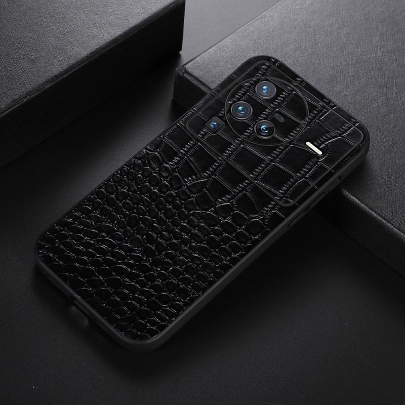 Coque Vivo X80 Pro Véritable Cuir Texture Crocodile