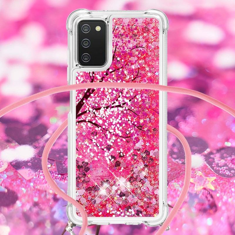 Coque Samsung Galaxy A03s à Cordon Paillettes Arbre