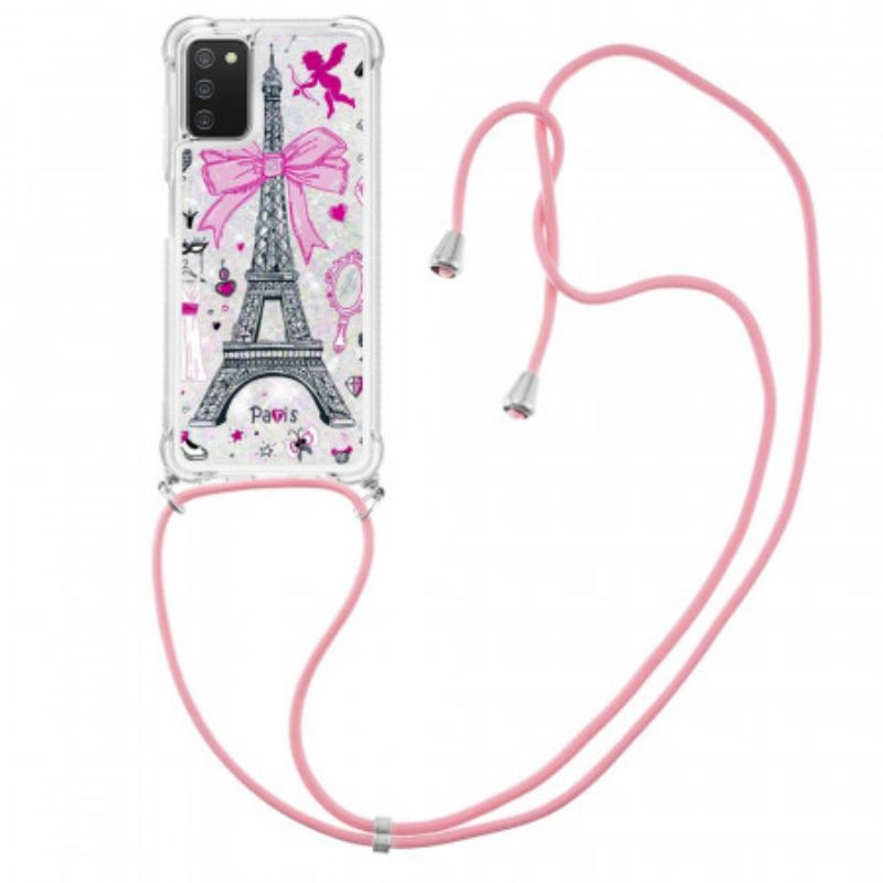 Coque Samsung Galaxy A03s à Cordon Tour Eiffel