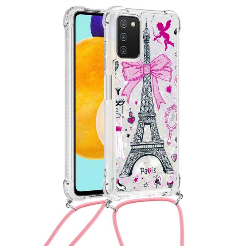 Coque Samsung Galaxy A03s à Cordon Tour Eiffel