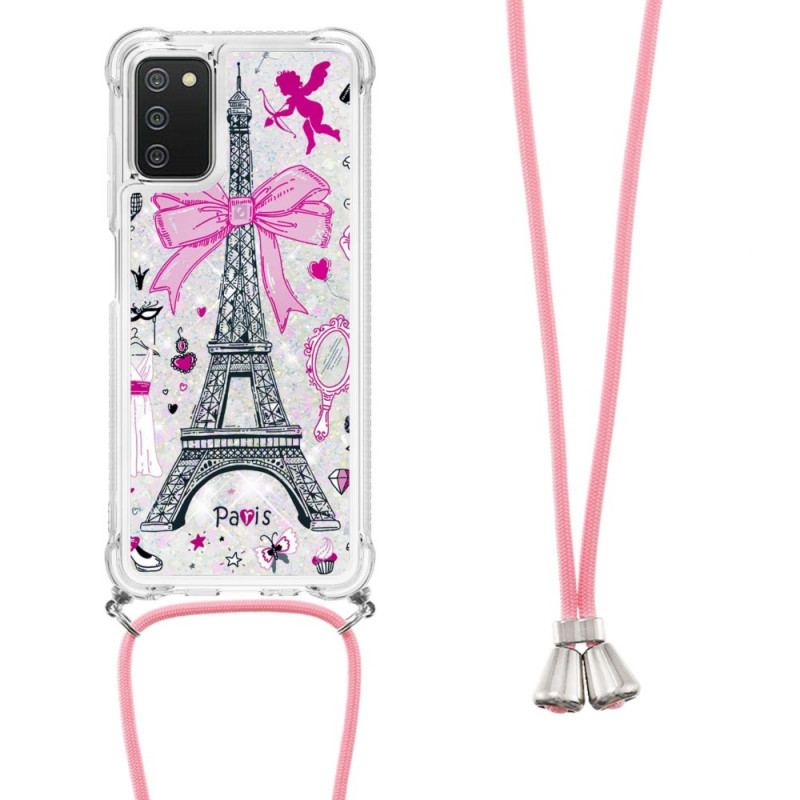 Coque Samsung Galaxy A03s à Cordon Tour Eiffel