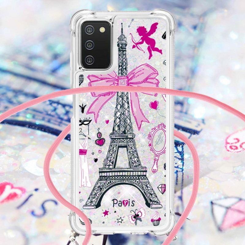 Coque Samsung Galaxy A03s à Cordon Tour Eiffel