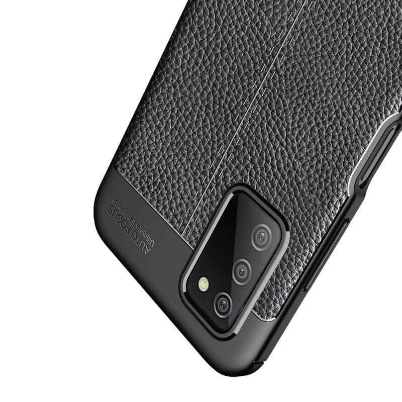 Coque Samsung Galaxy A03s Effet Cuir Litchi Double Line