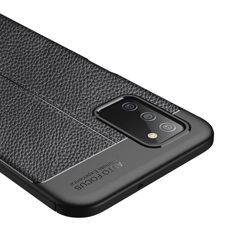 Coque Samsung Galaxy A03s Effet Cuir Litchi Double Line