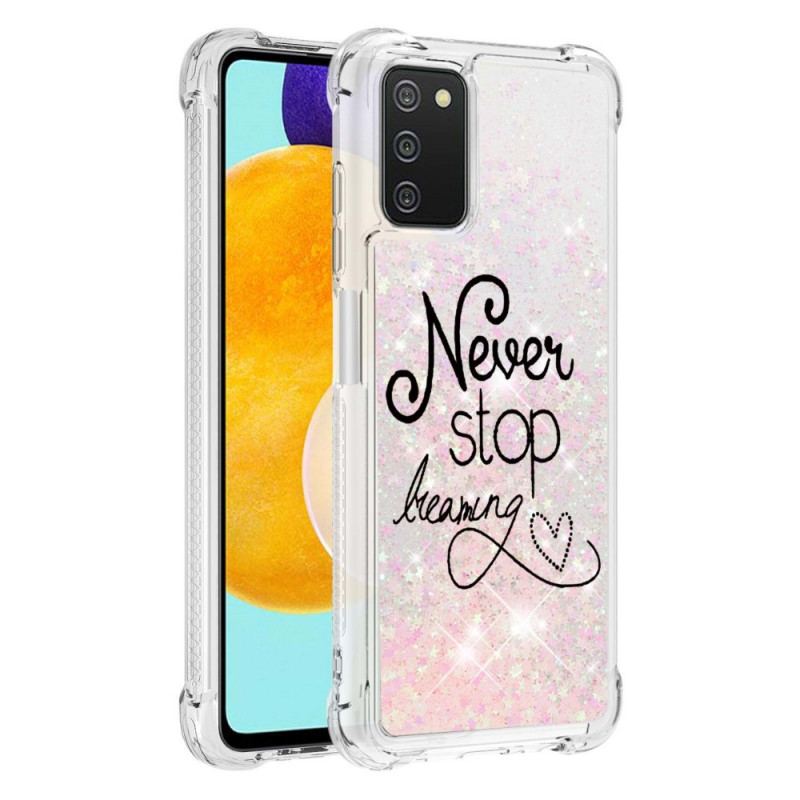 Coque Samsung Galaxy A03s Never Stop Dreaming Paillettes