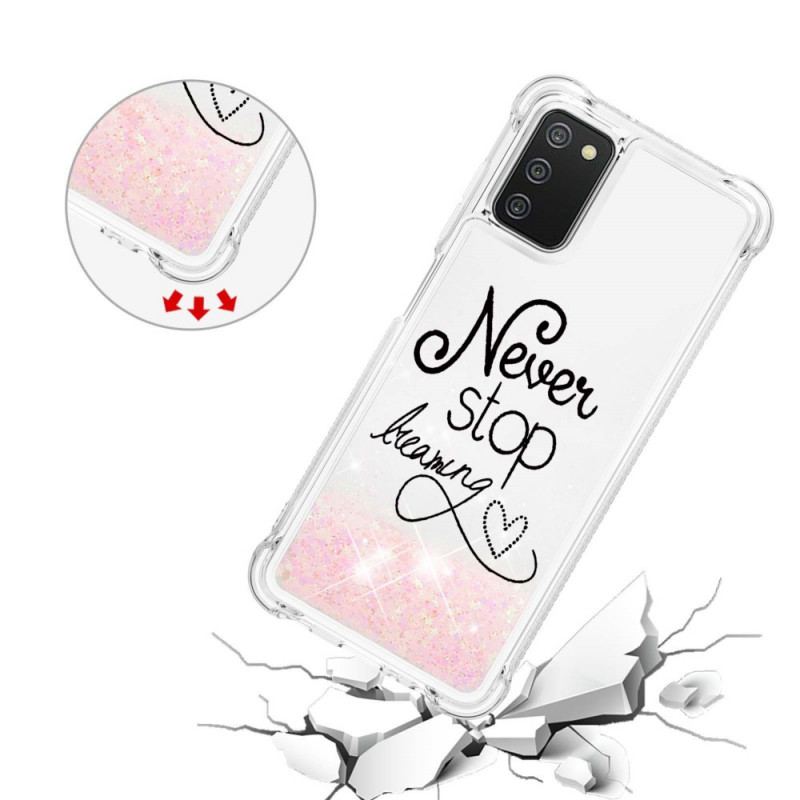 Coque Samsung Galaxy A03s Never Stop Dreaming Paillettes