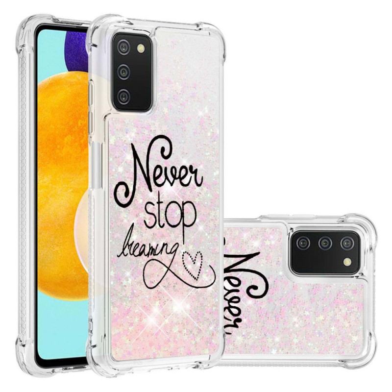 Coque Samsung Galaxy A03s Never Stop Dreaming Paillettes