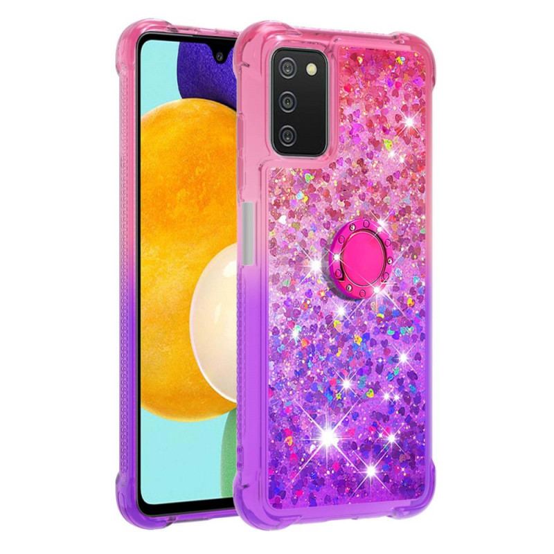 Coque Samsung Galaxy A03s Paillettes Anneau-Support