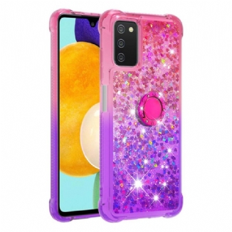 Coque Samsung Galaxy A03s Paillettes Anneau-Support