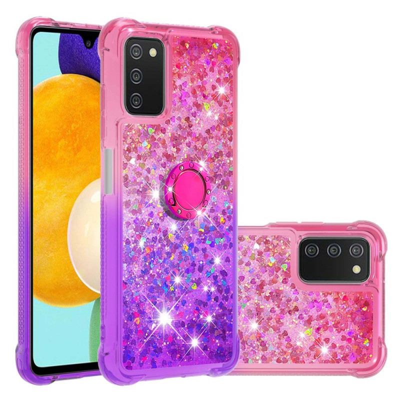 Coque Samsung Galaxy A03s Paillettes Anneau-Support