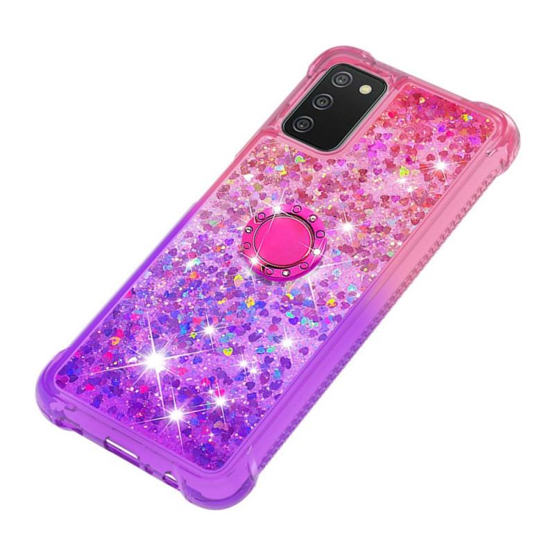 Coque Samsung Galaxy A03s Paillettes Anneau-Support