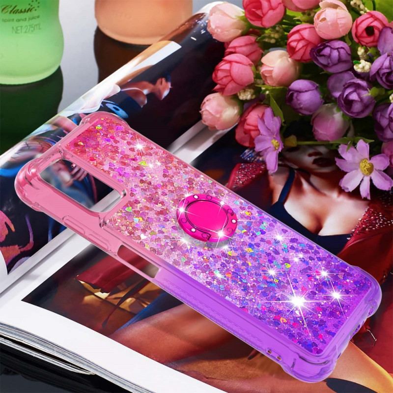 Coque Samsung Galaxy A03s Paillettes Anneau-Support