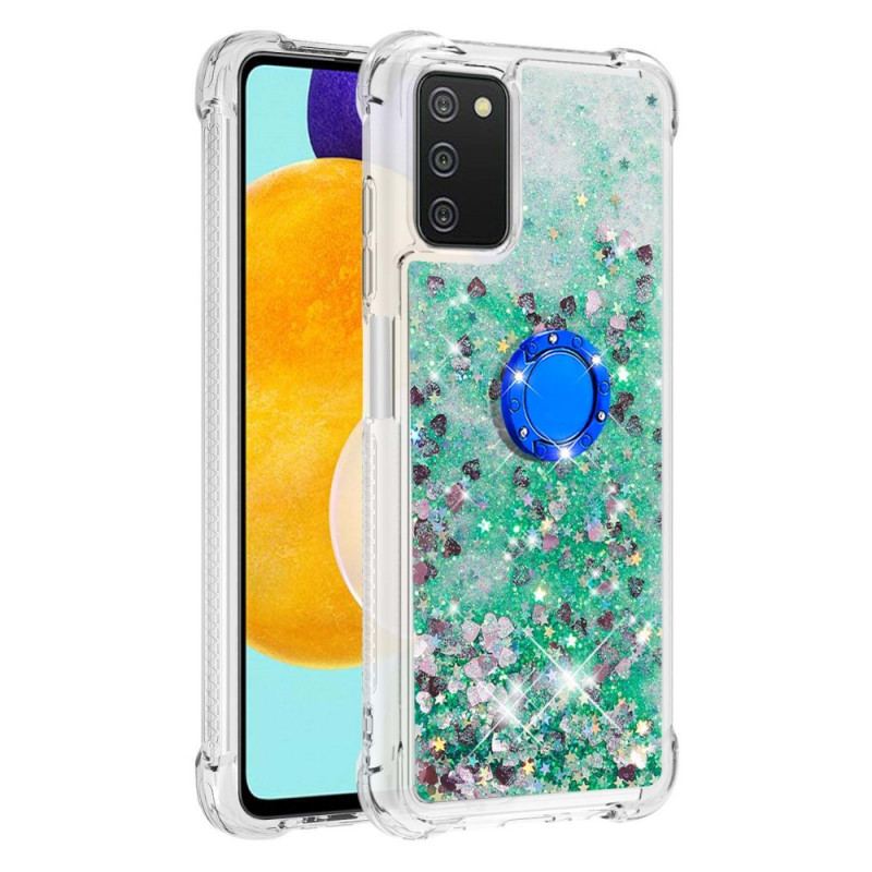 Coque Samsung Galaxy A03s Paillettes avec Anneau-Support