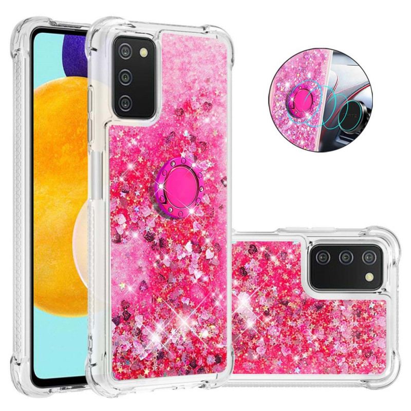 Coque Samsung Galaxy A03s Paillettes avec Anneau-Support