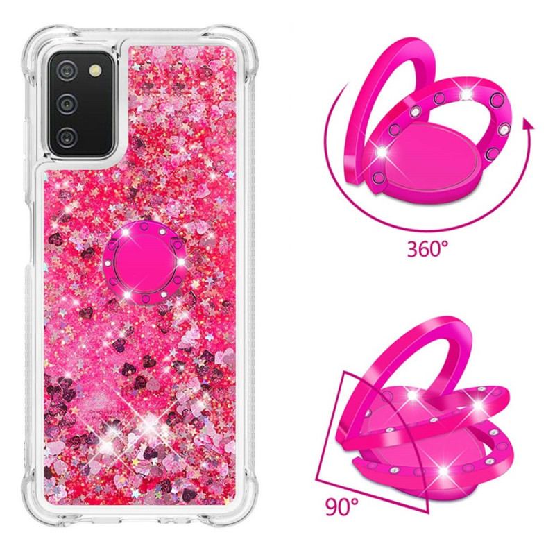 Coque Samsung Galaxy A03s Paillettes avec Anneau-Support