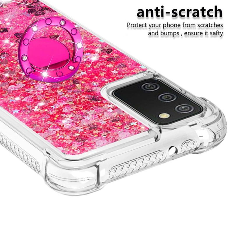 Coque Samsung Galaxy A03s Paillettes avec Anneau-Support