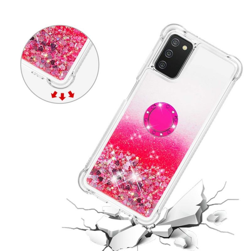 Coque Samsung Galaxy A03s Paillettes avec Anneau-Support