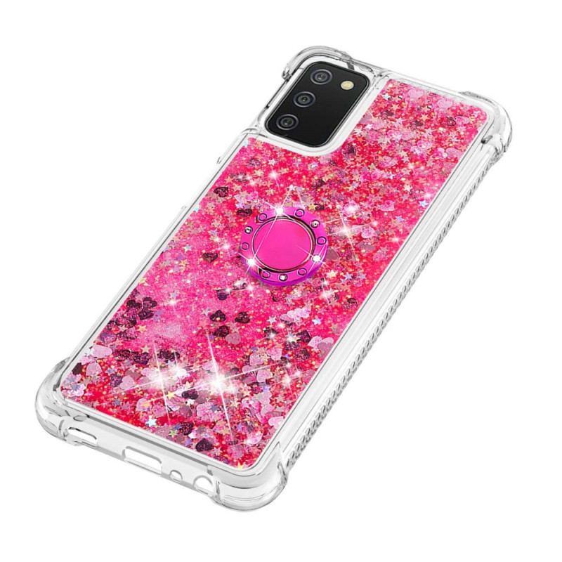 Coque Samsung Galaxy A03s Paillettes avec Anneau-Support