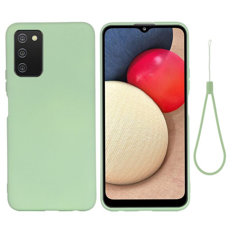 Coque Samsung Galaxy A03s Silicone Liquide avec Lanière