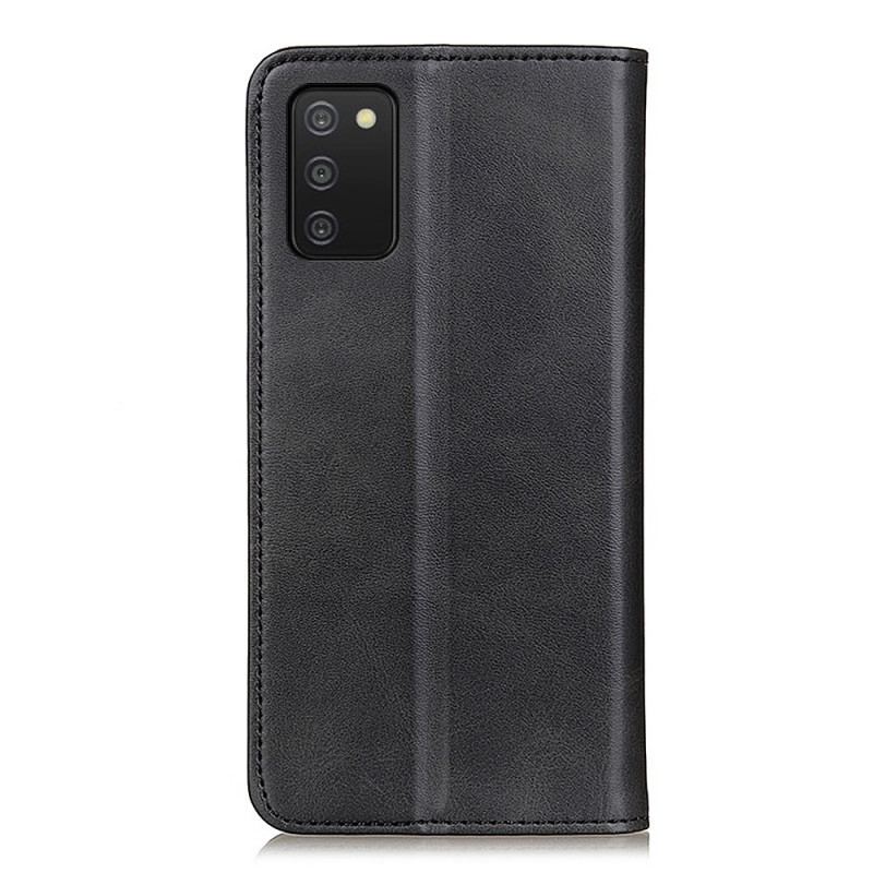 Flip Cover Samsung Galaxy A03s Cuir Fendu Élégance