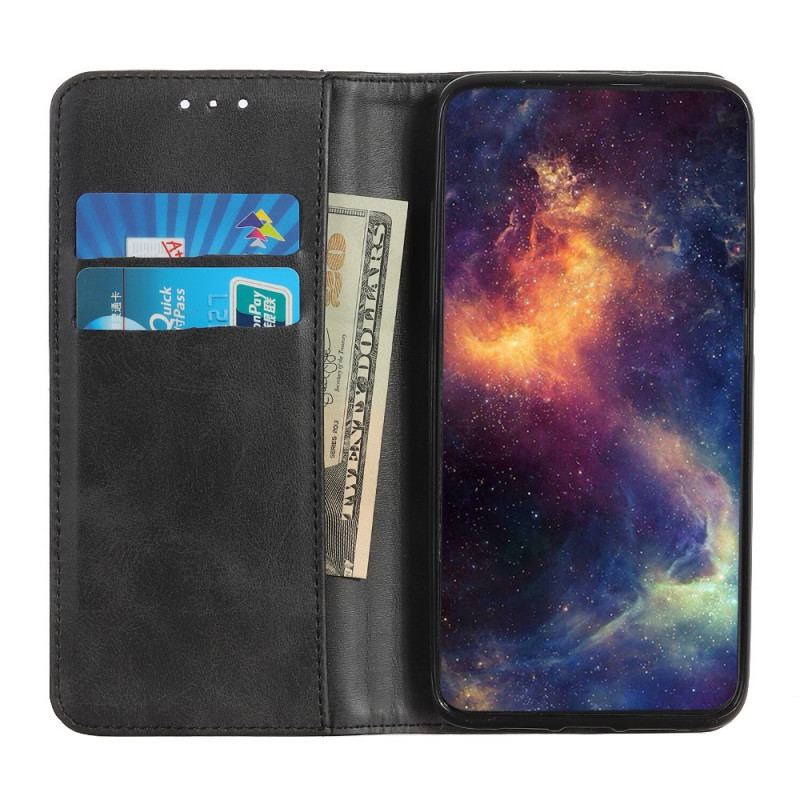 Flip Cover Samsung Galaxy A03s Cuir Fendu Élégance