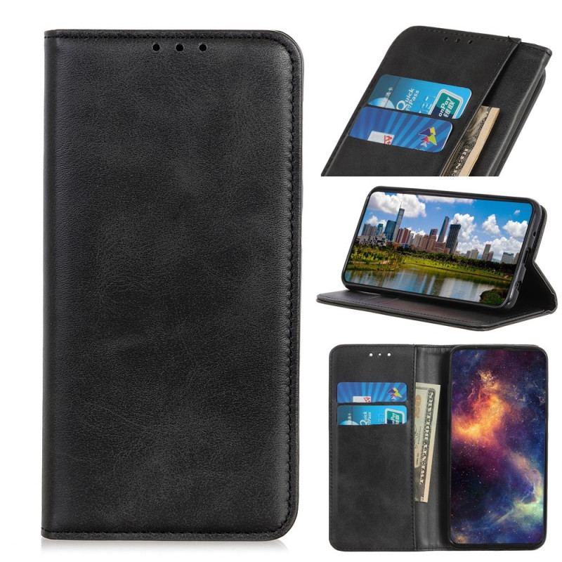 Flip Cover Samsung Galaxy A03s Cuir Fendu Élégance