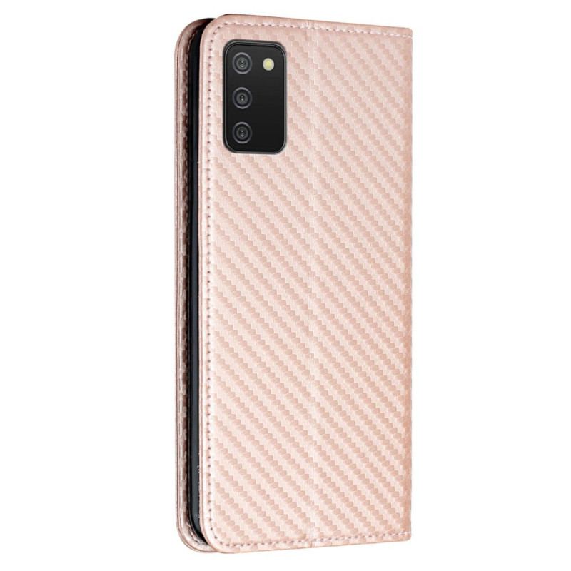 Flip Cover Samsung Galaxy A03s Fibre Carbone à Lanière