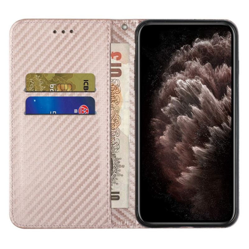 Flip Cover Samsung Galaxy A03s Fibre Carbone à Lanière