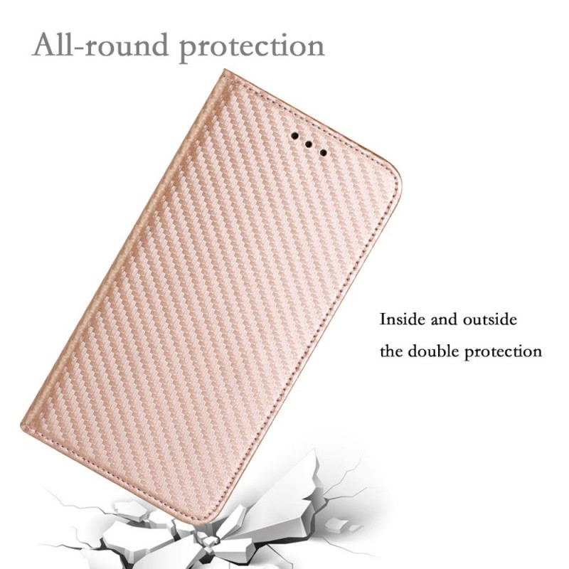 Flip Cover Samsung Galaxy A03s Fibre Carbone à Lanière