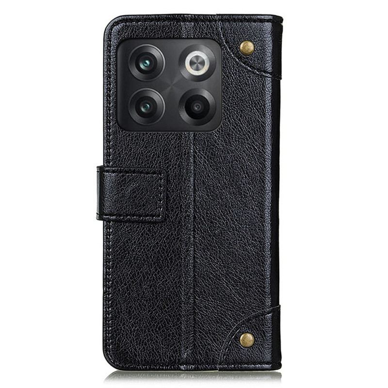 Housse OnePlus 10T 5G Style Cuir Nappa Rivets Vintage