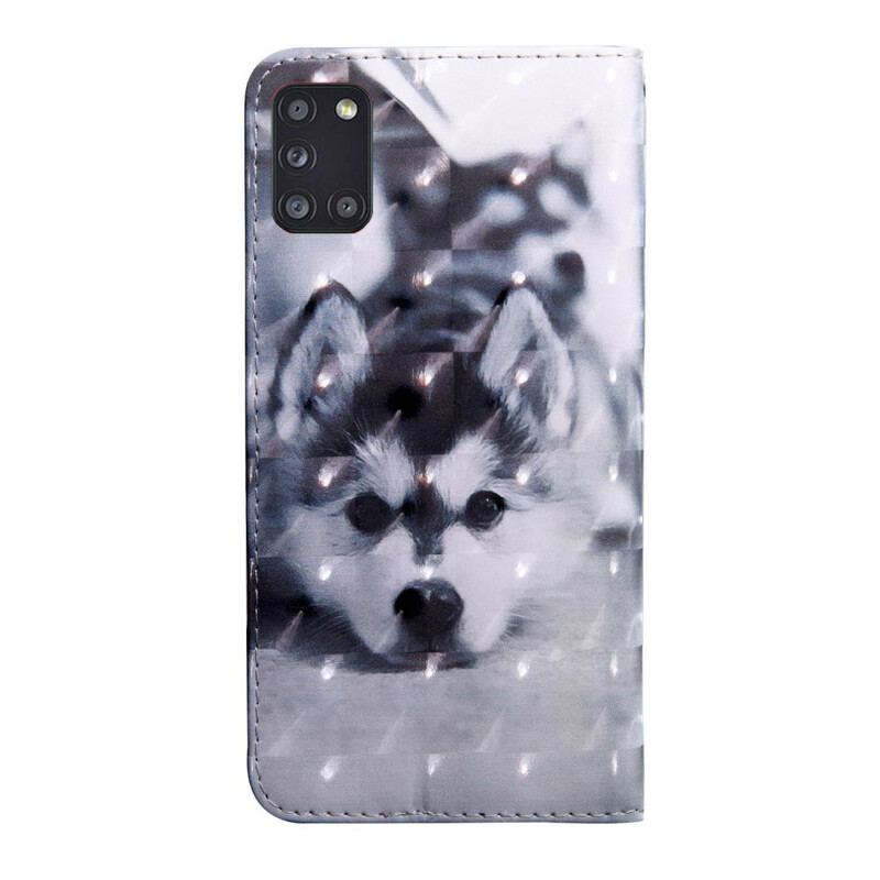 Housse Samsung Galaxy A31 Chien Noir et Blanc