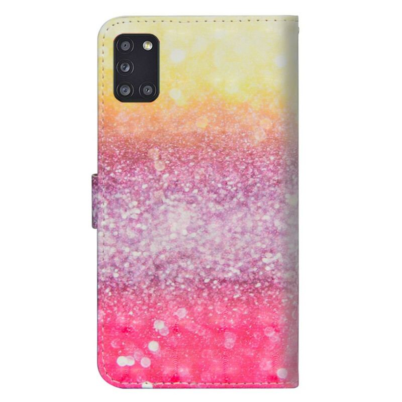 Housse Samsung Galaxy A31 Dégradé Paillettes Magentas