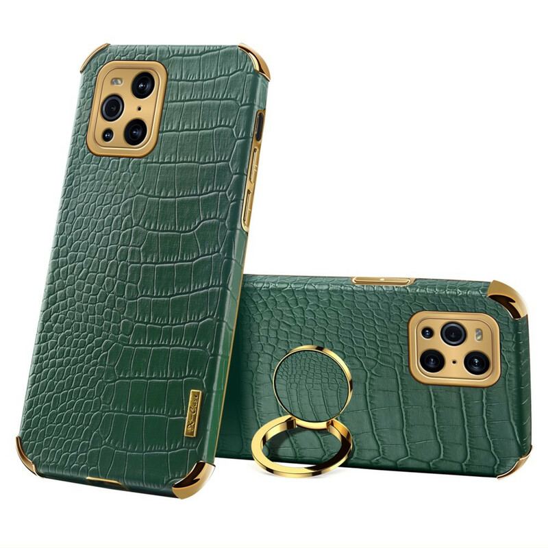 Coque Oppo Find X3 / X3 Pro X-CASE Effet Peau Crocodile