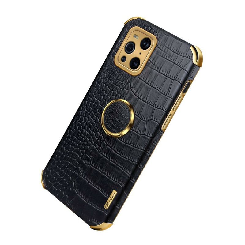 Coque Oppo Find X3 / X3 Pro X-CASE Effet Peau Crocodile