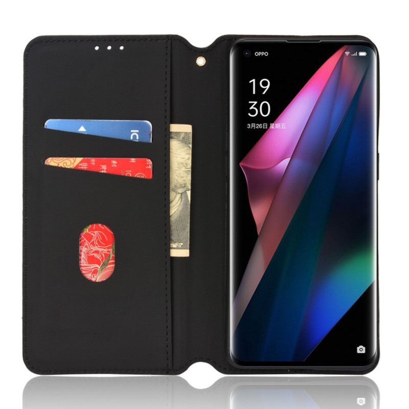 Flip Cover Oppo Find X3 / X3 Pro Effet Cuir Diamant