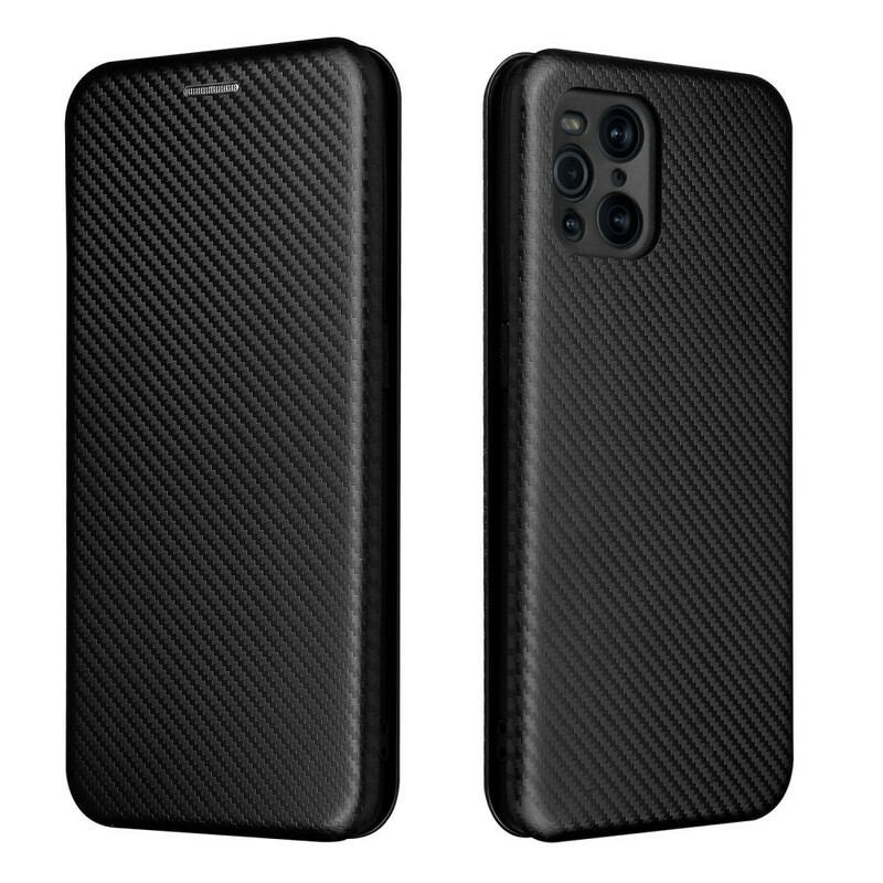 Flip Cover Oppo Find X3 / X3 Pro Silicone Carbone Coloré