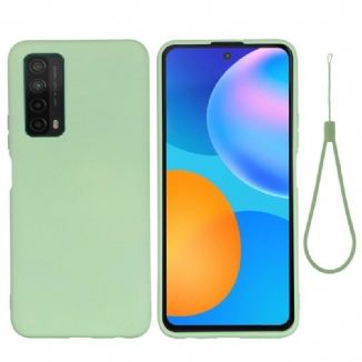 Coque Huawei P smart 2021 Silicone Liquide Avec Lanière