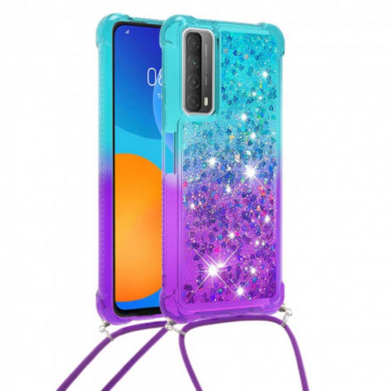 Coque Huawei P Smart 2021 Silicone Paillettes et Cordon