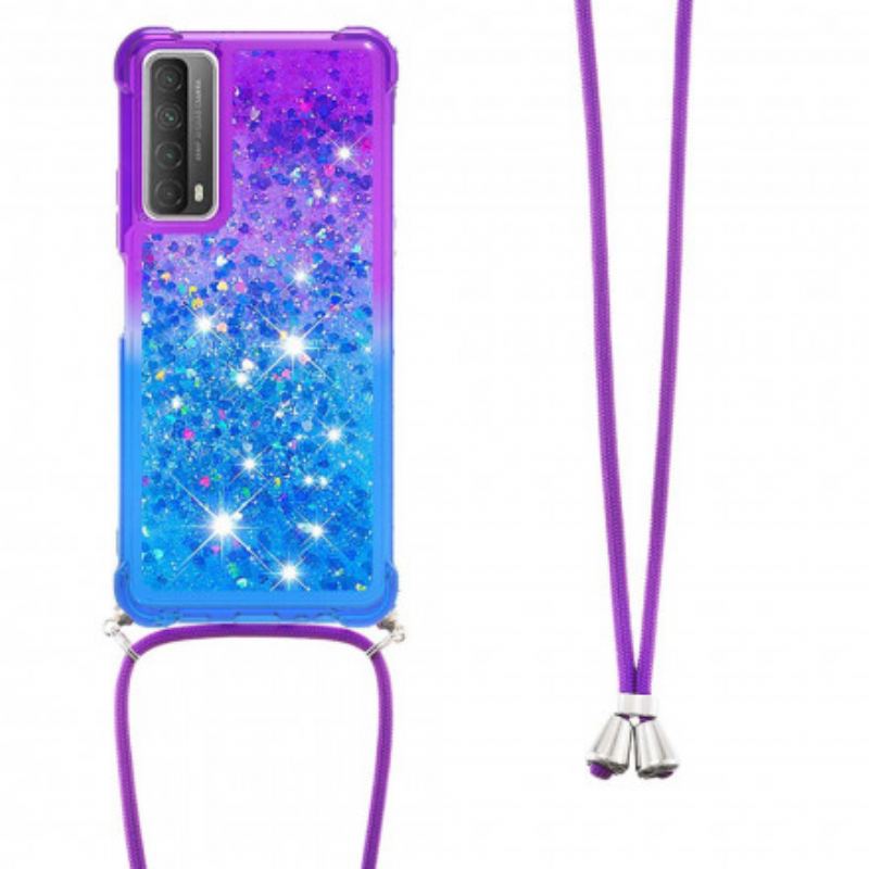 Coque Huawei P Smart 2021 Silicone Paillettes et Cordon