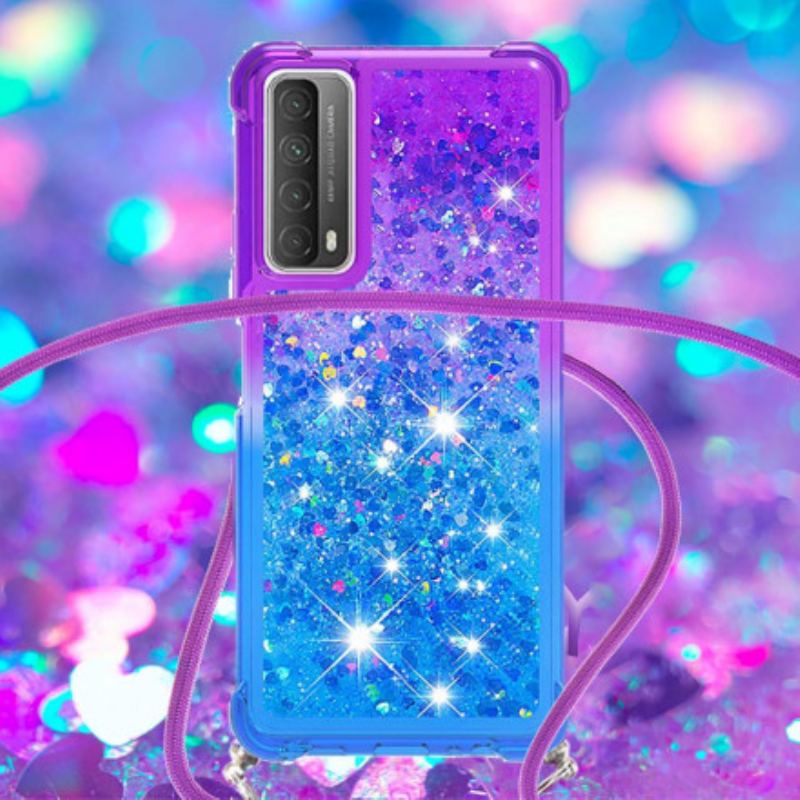 Coque Huawei P Smart 2021 Silicone Paillettes et Cordon