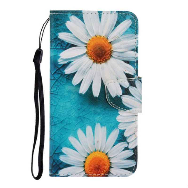 Housse Huawei P Smart 2021 Marguerites à Lanière