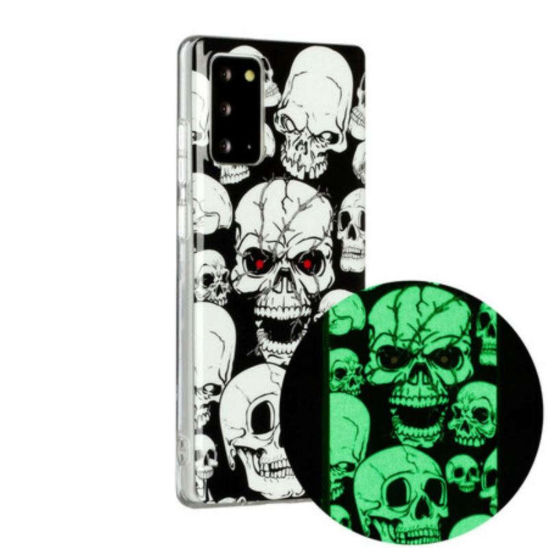 Coque Samsung Galaxy Note 20 Attention Têtes de Morts Fluorescente