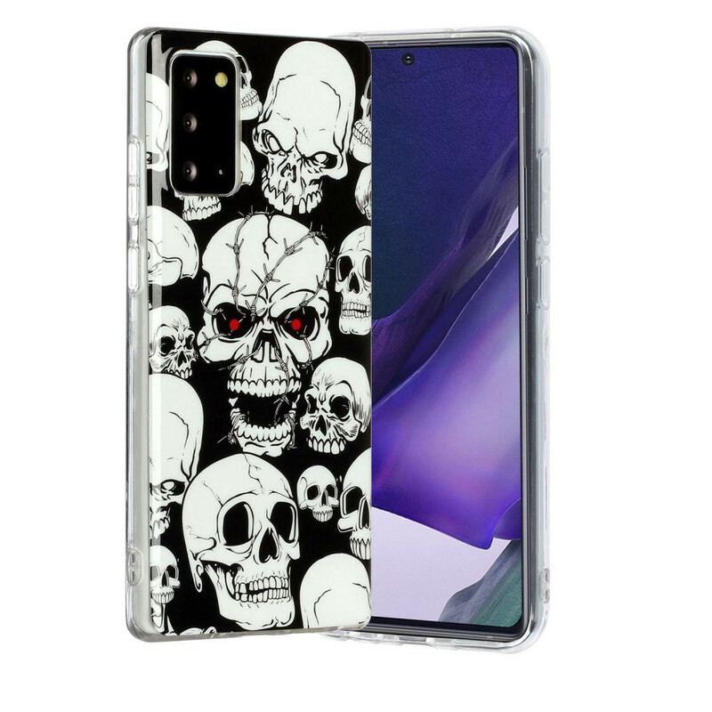 Coque Samsung Galaxy Note 20 Attention Têtes de Morts Fluorescente