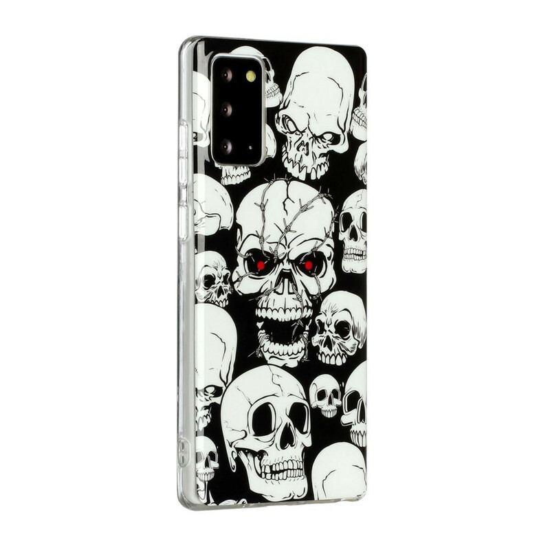 Coque Samsung Galaxy Note 20 Attention Têtes de Morts Fluorescente