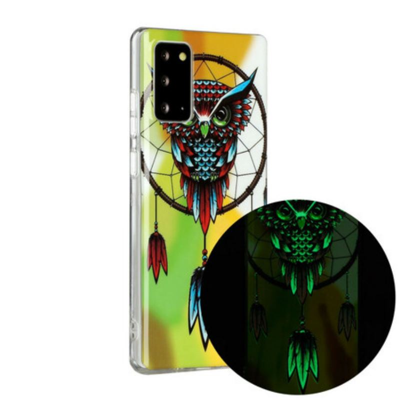 Coque Samsung Galaxy Note 20 Attrape Rêves Hibou Fluorescente